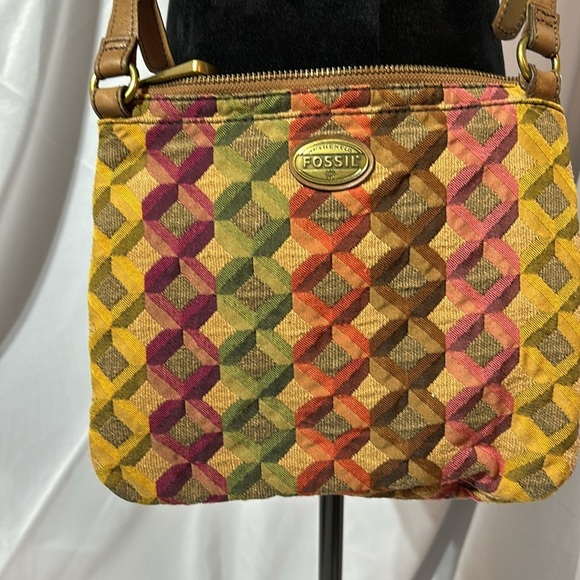 FOSSIL EXPLORER Tapestry Vintage Crossbody Shoulder Bag Tote - Picture 4 of 14